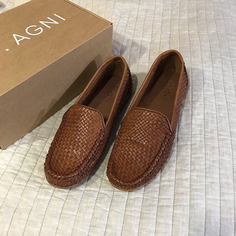 St. Agni Woven Leather Loafers in Brown